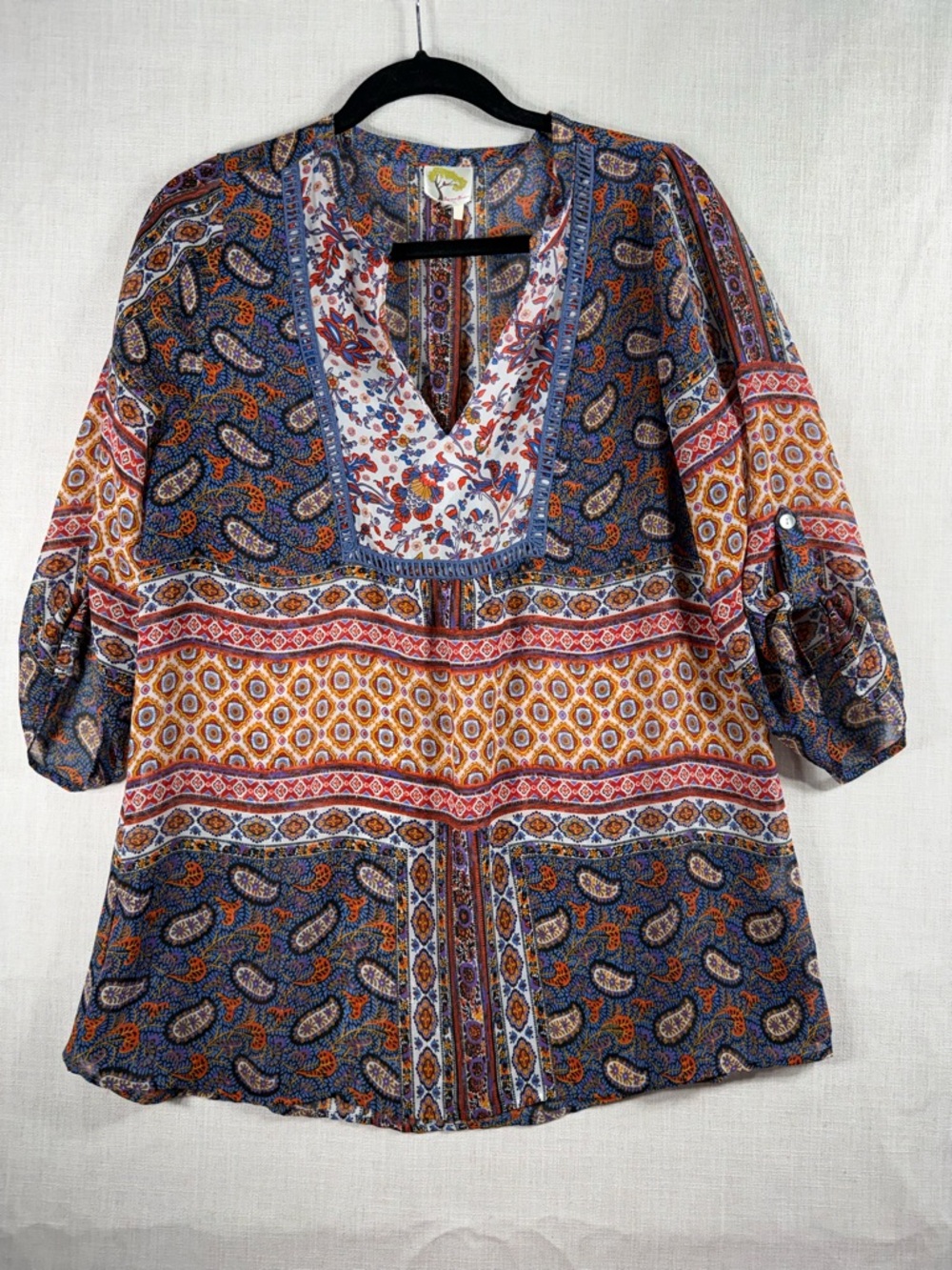 fig and flower Blue & Mustard Paisley Mixed-Print Tunic Anthology